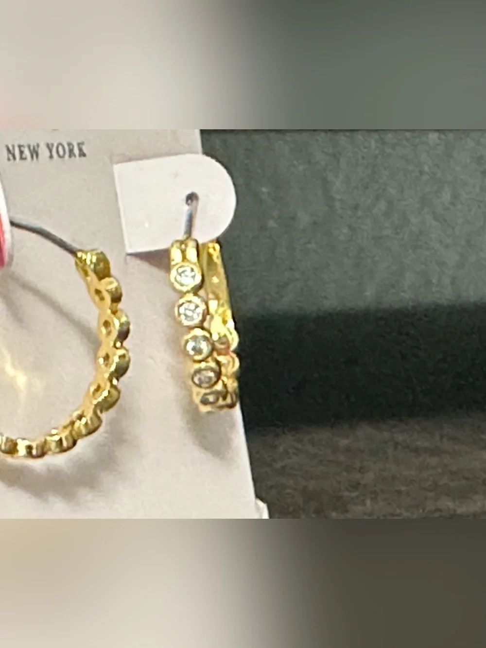 ♠️ Kate Spade Gold Toned Hoop Earrings with Cubic Zirconia Accents